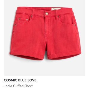 Cosmic Blue Love red jean shorts size 31